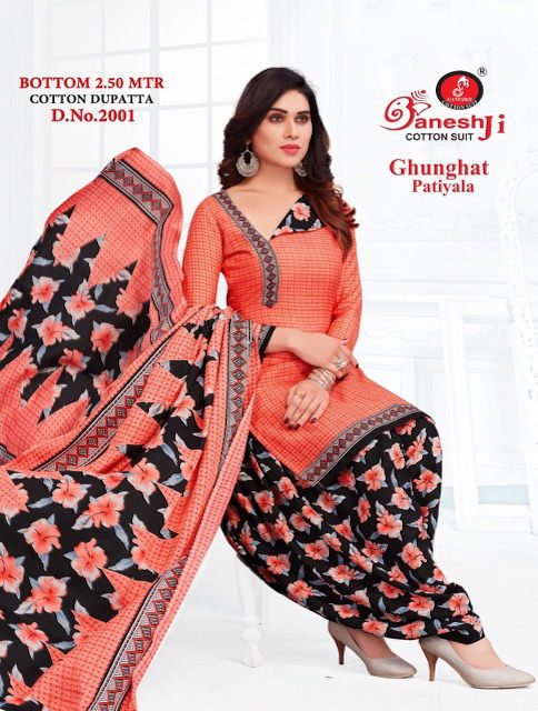 Ganeshji Ghunghat Patiyala 2 Casual Daily Wear Printed Cotton Dress Material Collection